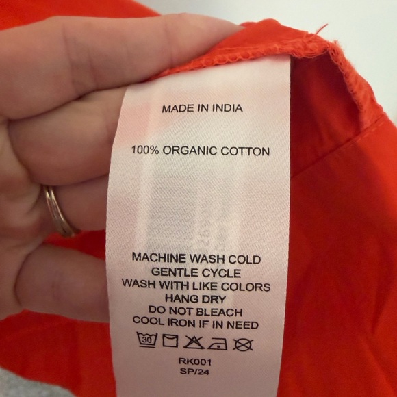 Quince 100% Organic Cotton Poplin Tiered Maxi Dress Vermilion Red - Picture 9 of 10